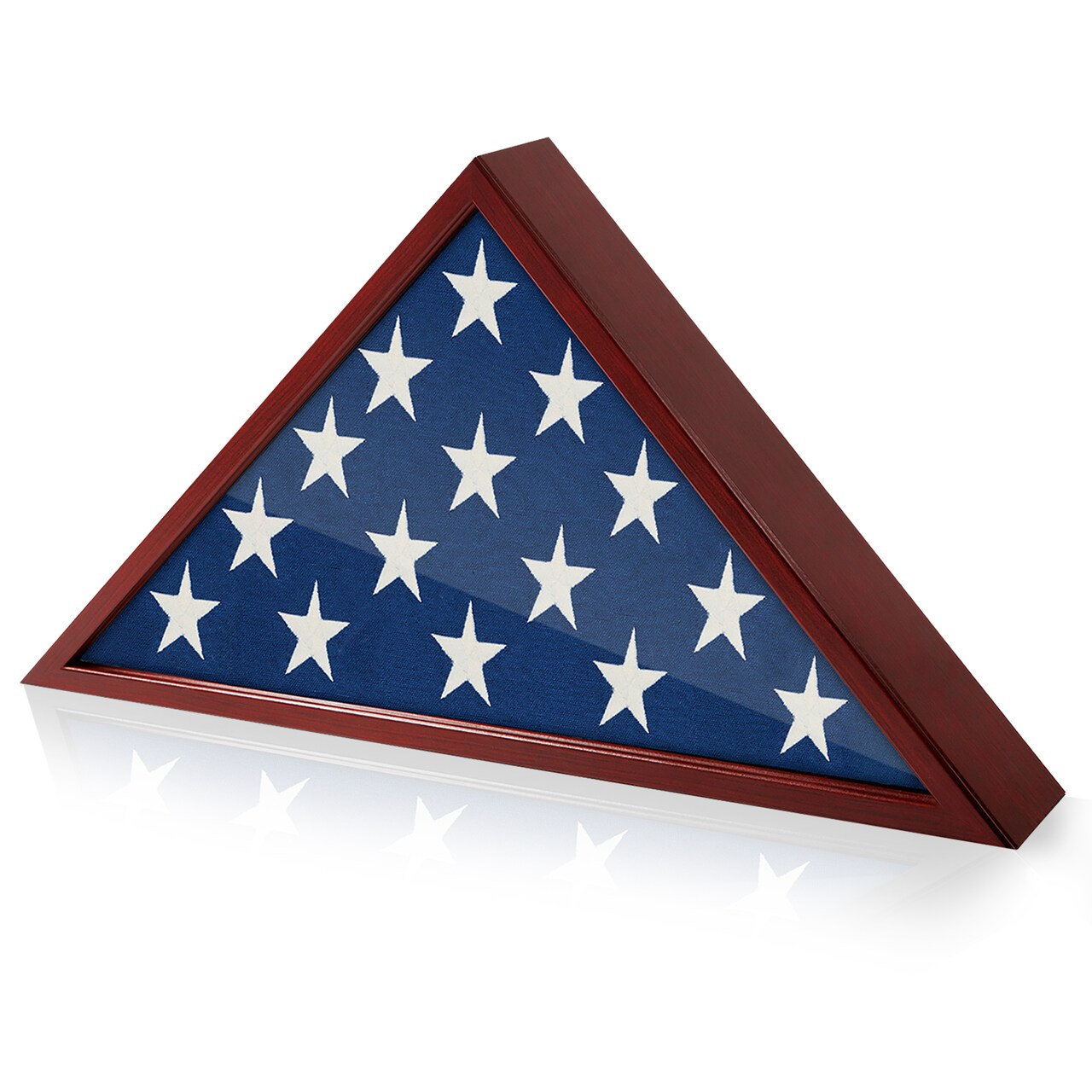 Americanflat Small Flag Display Case for Burial Flag - Fits Folded Flag - Elegant Military Flag Display Case - Plexiglass Cover - Triangle Hanging Hardware - Brown